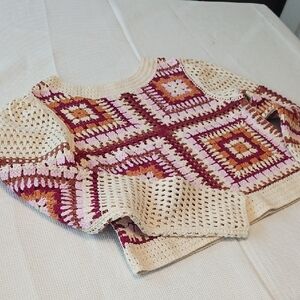Colorful Crochet Knit Sweater